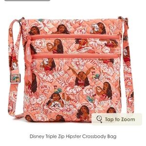 NWT Vera Bradley Disney Moana Triple Zipper Quilted Hipster Crossbody bag purse